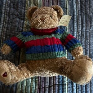 Little Brown Bear Plush with Striped Sweater GUND.  Made for Bloomingdale’s.